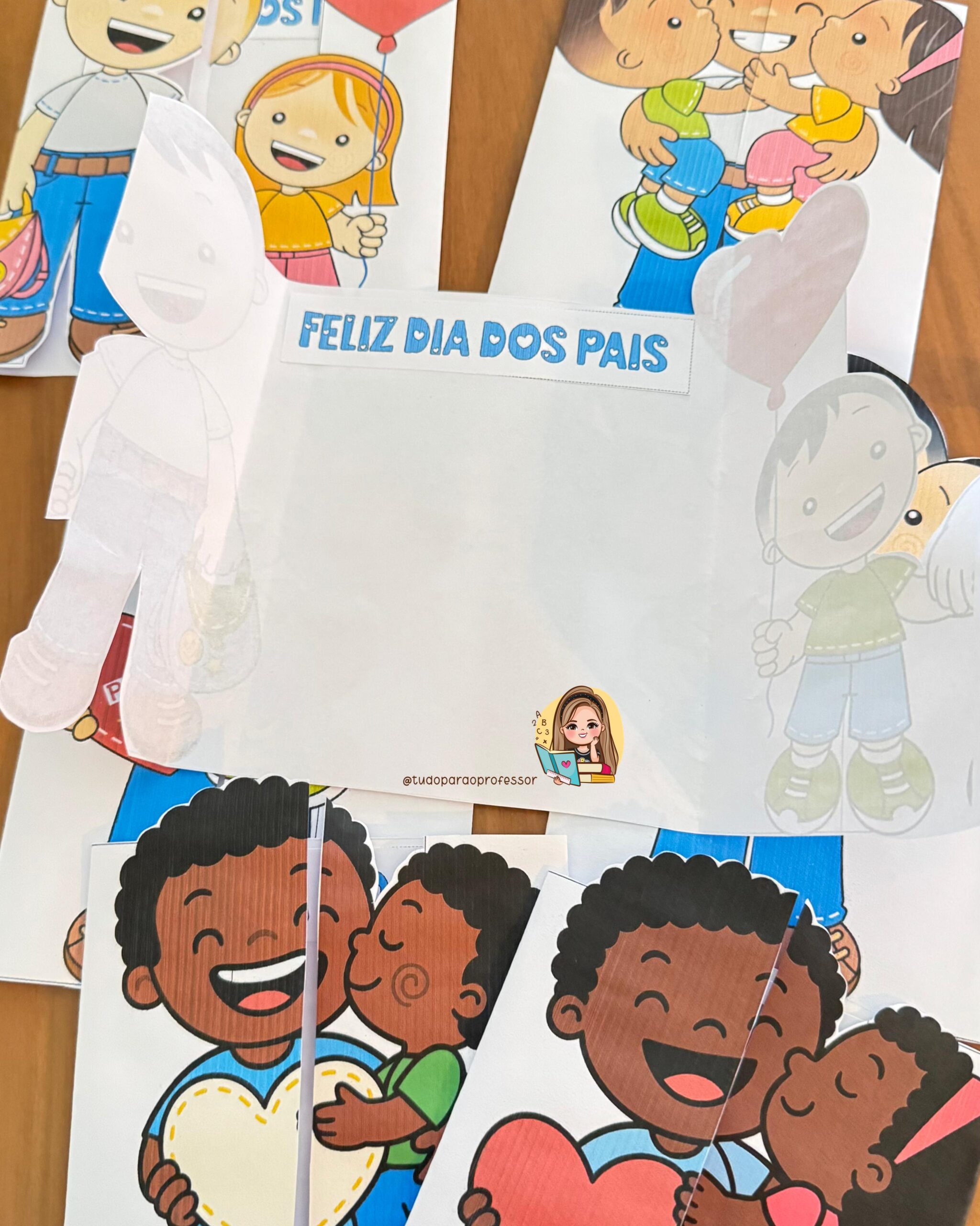 Cartão Dia dos Pais Colorido e Preto e Branco