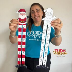 Calendário contagem regressiva Papai Noel colorido e preto e branco